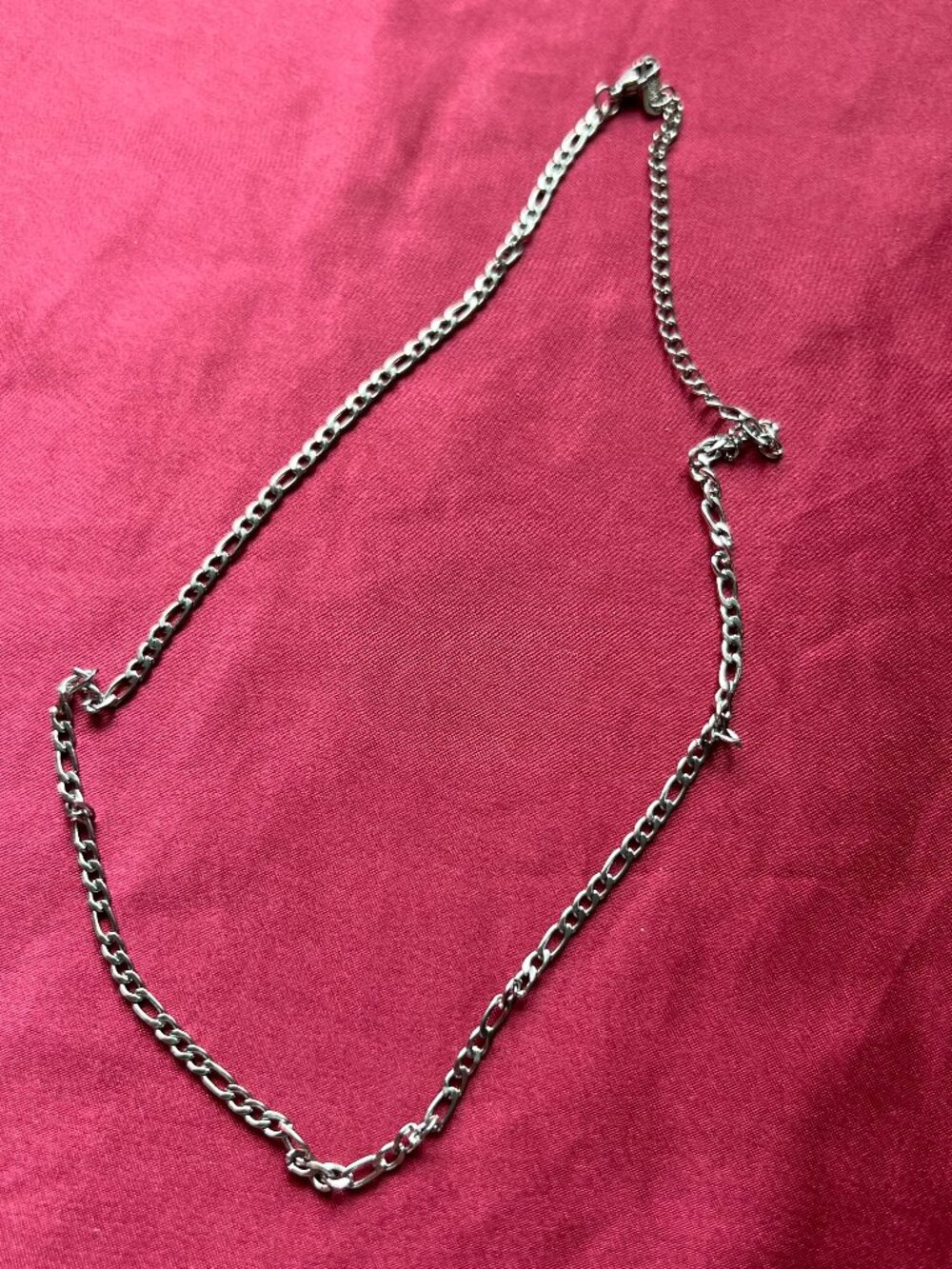 Narelle Stainless Steel Silver Tone Figaro Chain Necklace, Lobster Clasp, 18 in
